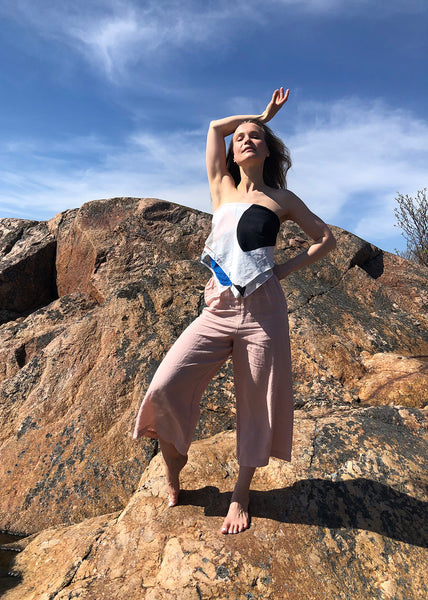 CULOTTES-pellavahousut, Muted red, naisten