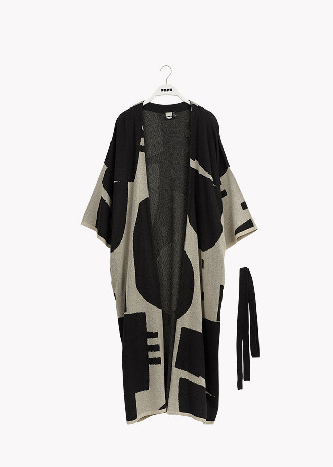 LONG -neuletakki, Travel, Grey/Black, naisten